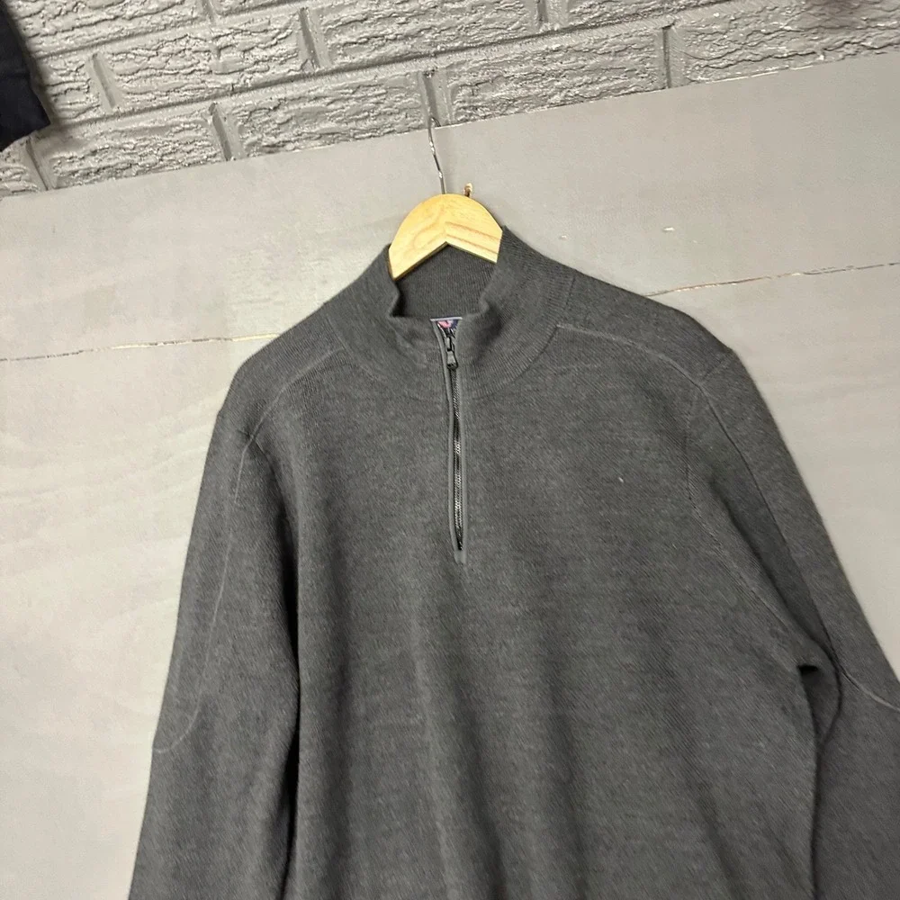 Vineyard Vines Quarter Zip Pullover Sweater‎ Mens XL Gray Heathered Knit